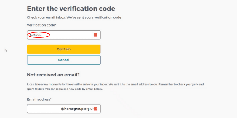 Enter verification code.