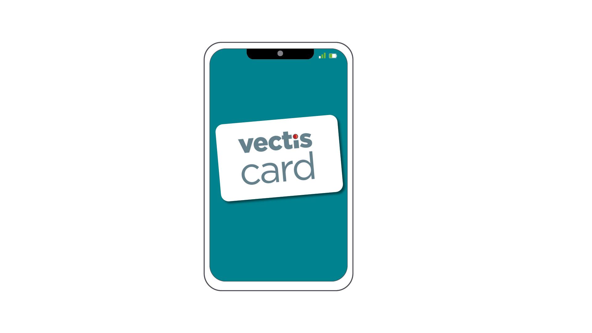 Phone screen with vectis card showing