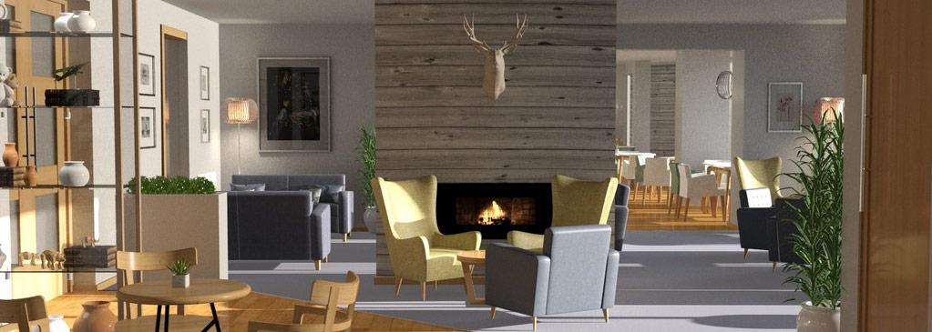 Fireplace and chairs